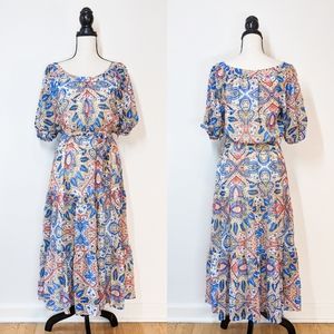 NWT Flying Tomato Patterned Peasant Midi Dress